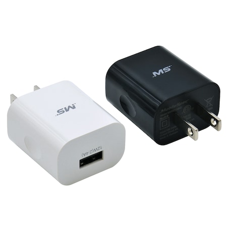 Mobilespec AC Single 2.4A (12W) USB Chargers PDQ Black & White MBS01198Q
